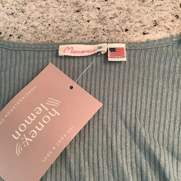 Maronie Sage Green Ribbed Cardigan Open Front NWT Size Medium - Picture 6 of 7